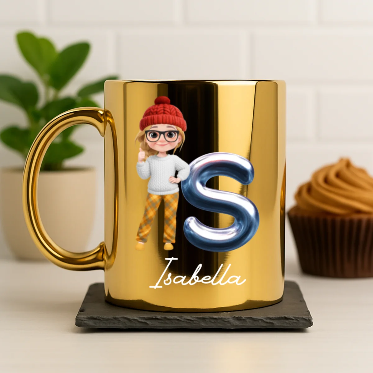 Glitter Alphabet Cartoon - Personalized Custom Metallic Mug - Image 6