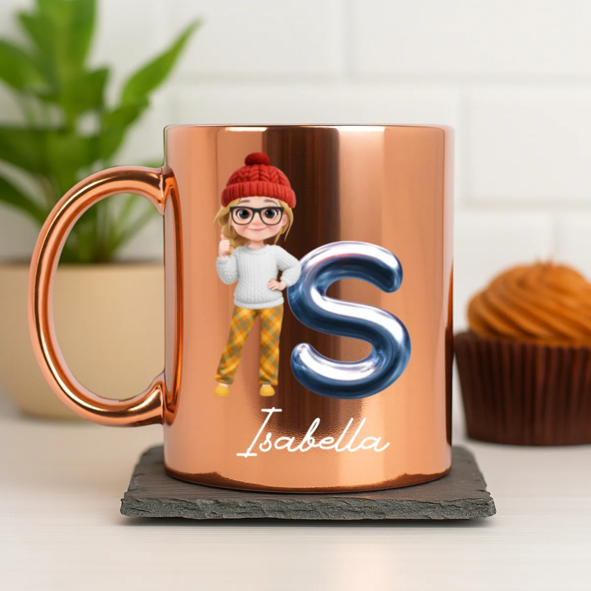 Glitter Alphabet Cartoon - Personalized Custom Metallic Mug - Image 7
