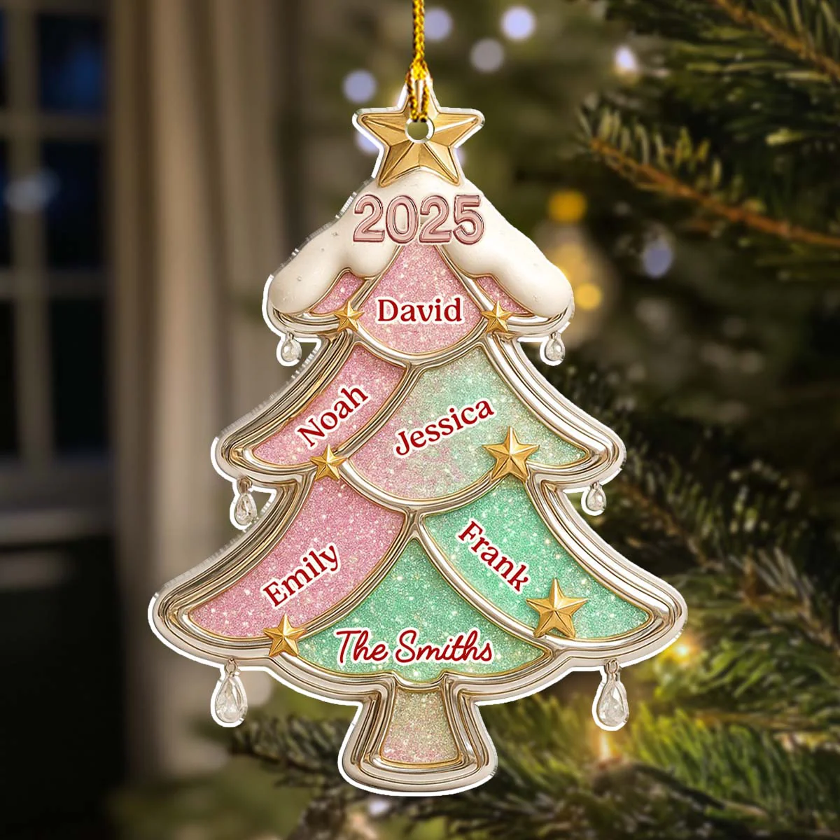 Glitter Christmas Tree - Personalized Custom Acrylic Ornament - Image 2