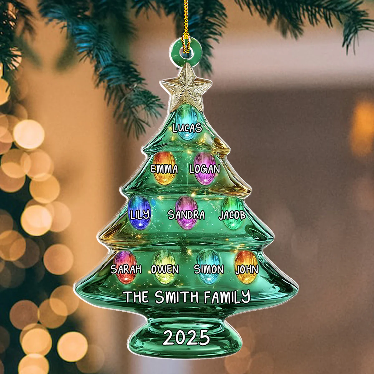 Glowing Family Tree Of 2025 - Personalized Custom Acrylic Ornament - Image 3