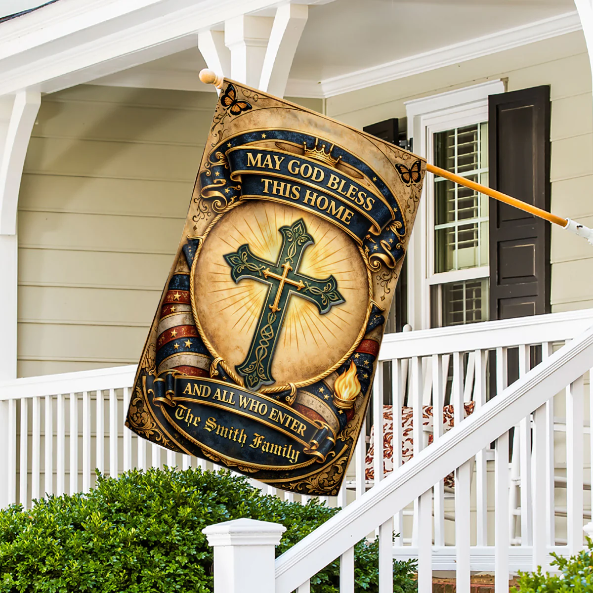God Bless This Home - Personalized 3D Effect Custom Flag - Image 4