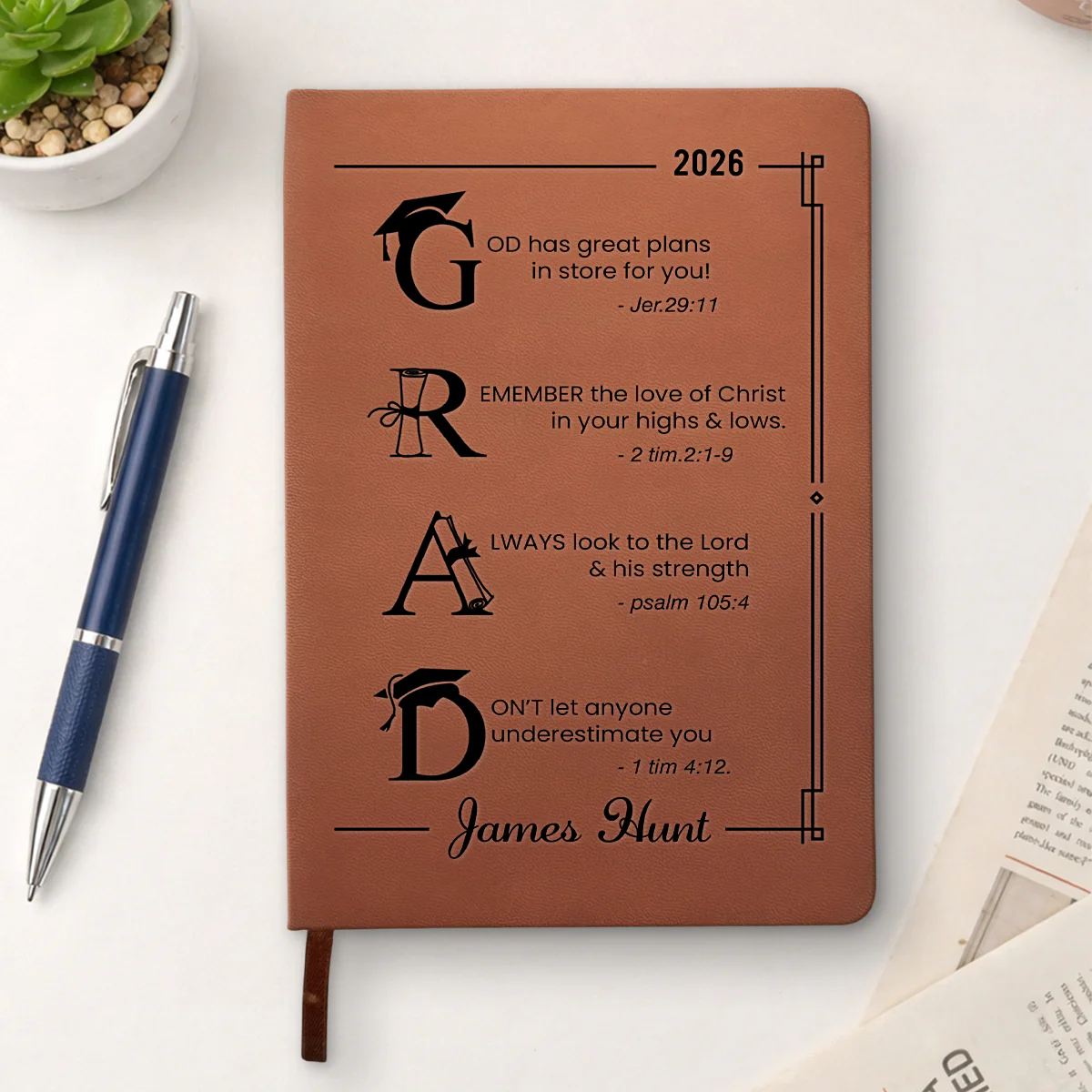 God Has Great Plans For You - Personalized Custom Leather Journal - Image 2