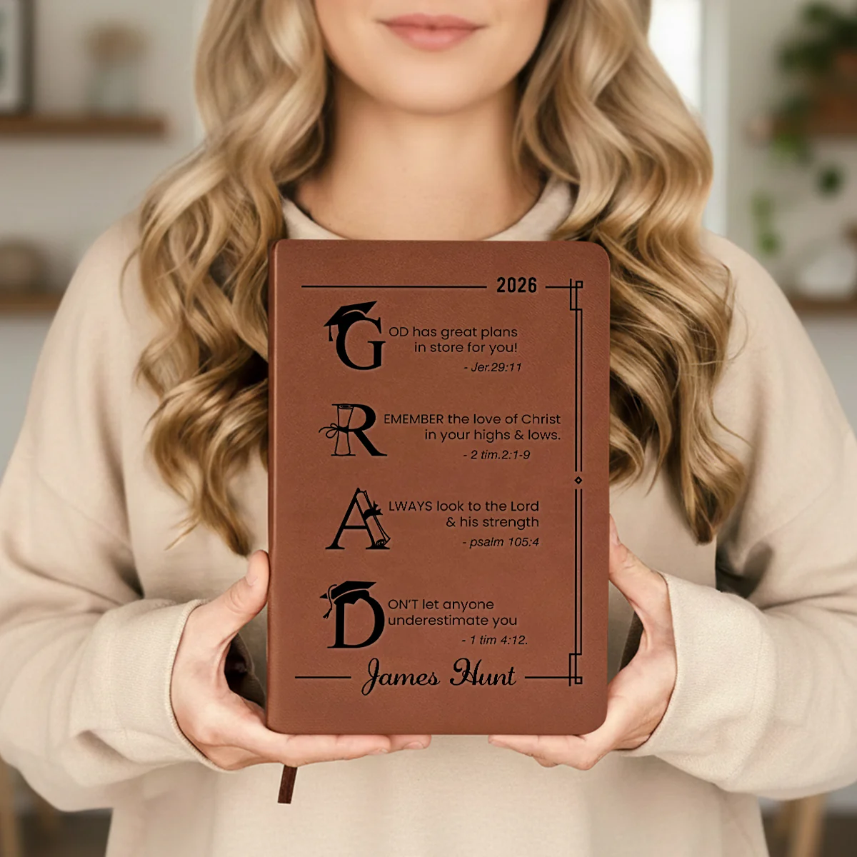 God Has Great Plans For You - Personalized Custom Leather Journal - Image 3