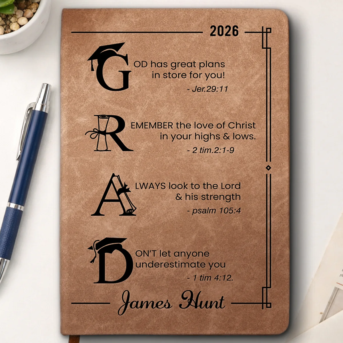 God Has Great Plans For You - Personalized Custom Leather Journal - Image 5