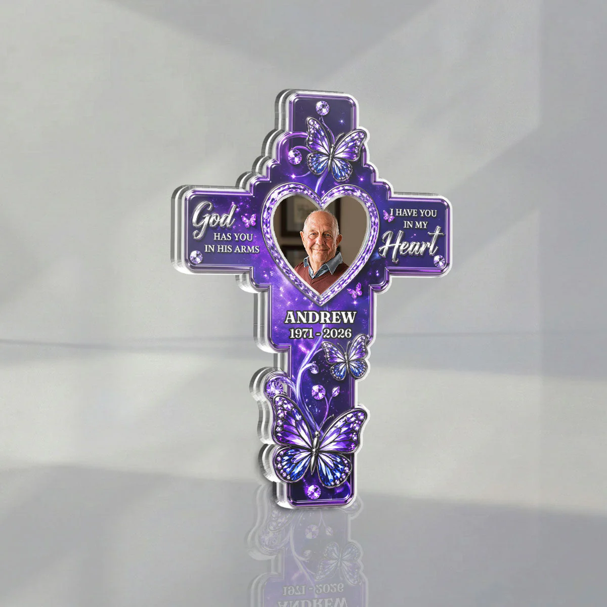 God Has You In His Arms - Personalized Custom Acrylic Car Visor Clip - Image 4