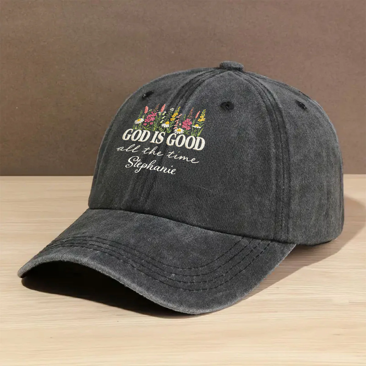 God Is Good Forever - Personalized Custom Vintage Washed Denim Cap - Image 3