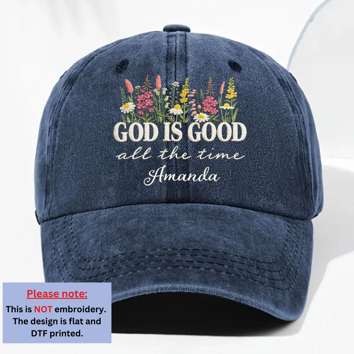 God Is Good Forever - Personalized Custom Vintage Washed Denim Cap - Image 9