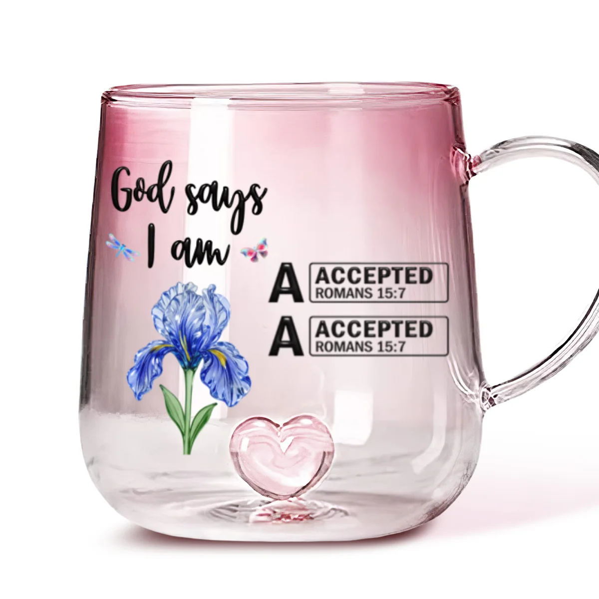 God Say I Am - Personalized Custom Pink Gradient Glass Mug - Image 5