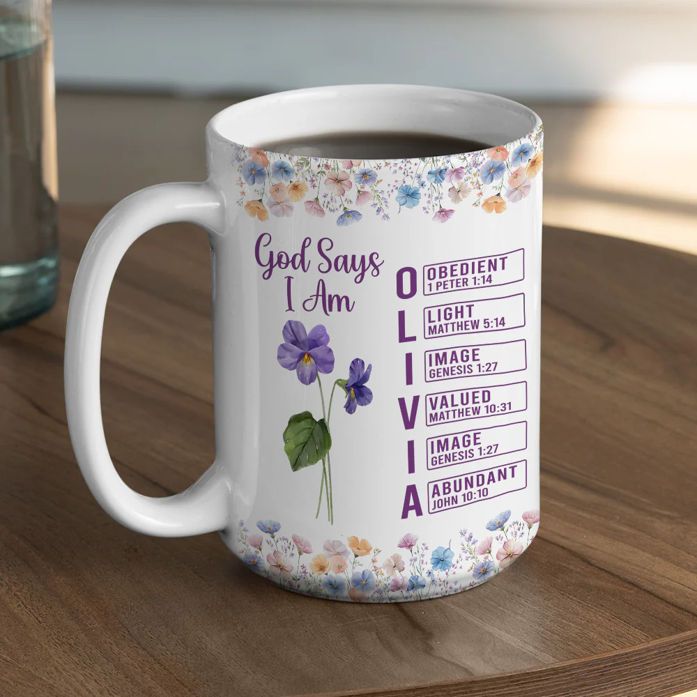 God Says I Am Custom Name - Personalized Custom Coffee Mug - Image 2