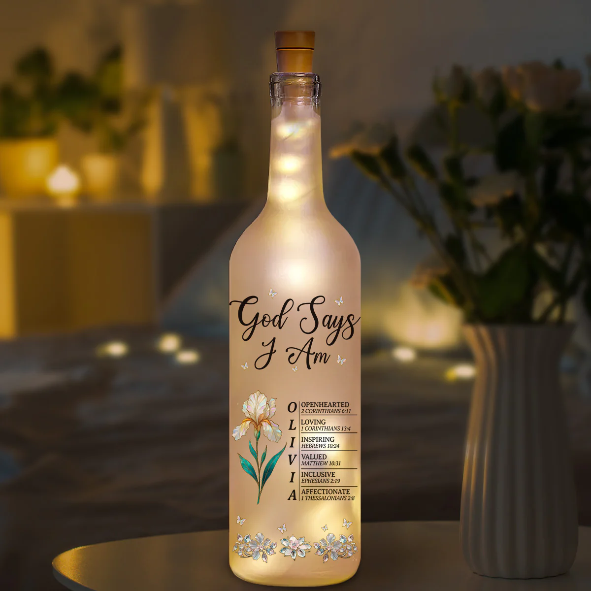 God Says I Am - Personalized Custom Bottle Lamp