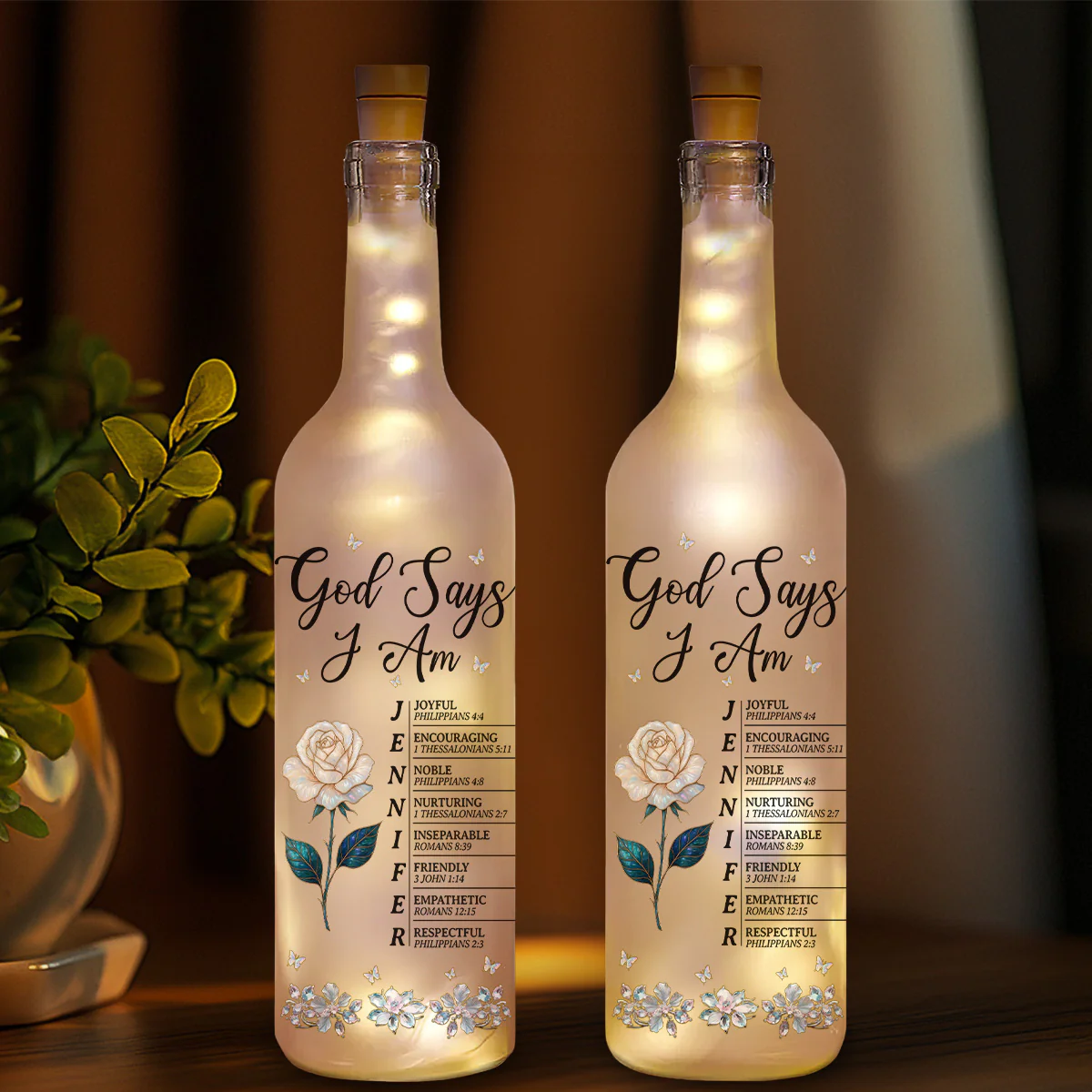 God Says I Am - Personalized Custom Bottle Lamp - Image 2