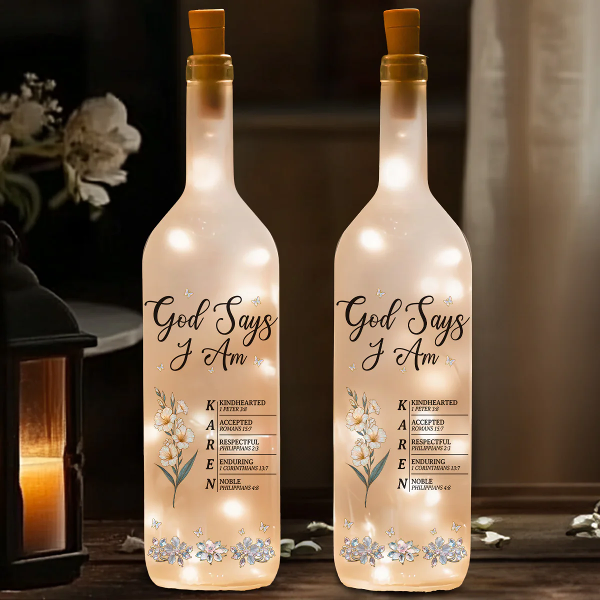 God Says I Am - Personalized Custom Bottle Lamp - Image 3