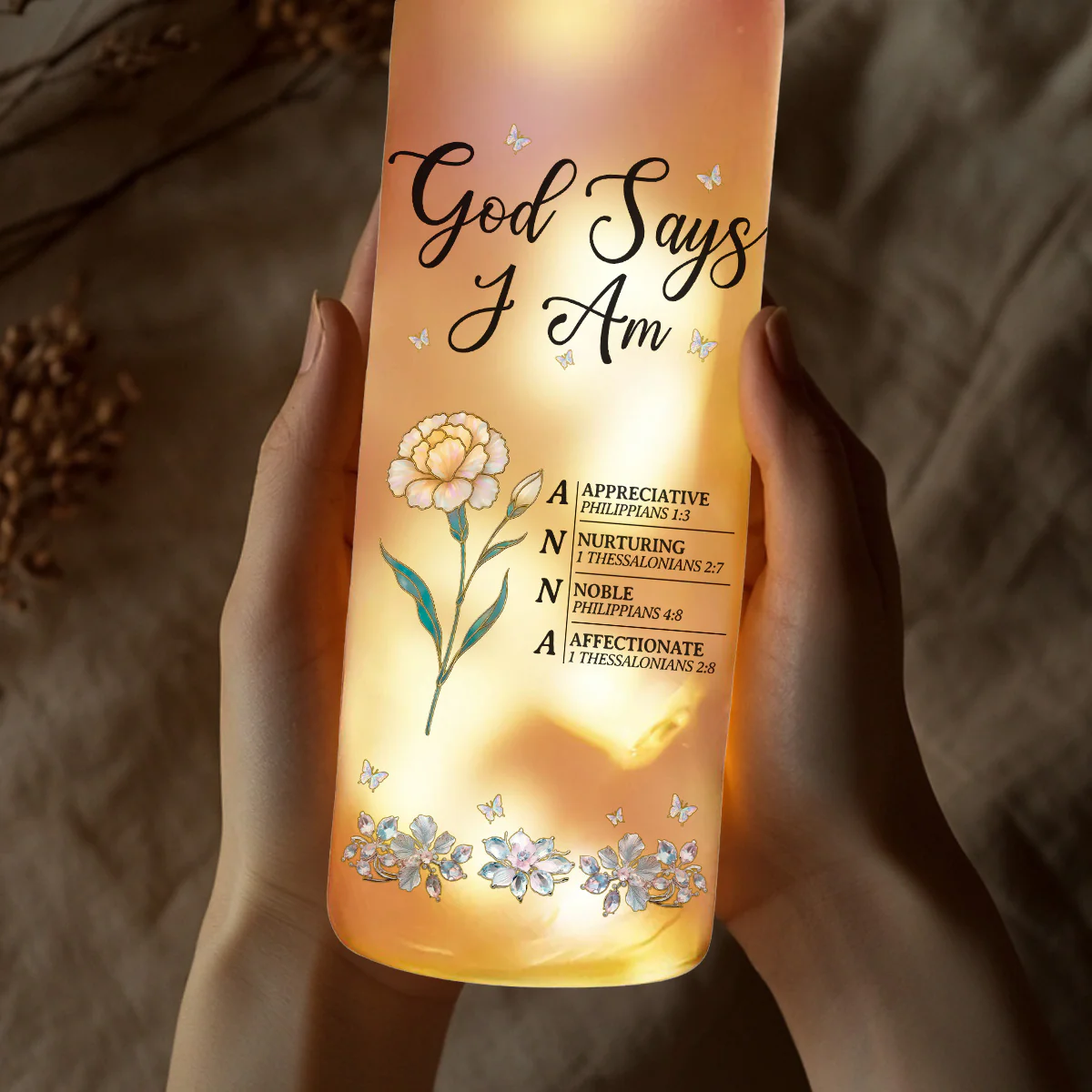 God Says I Am - Personalized Custom Bottle Lamp - Image 4