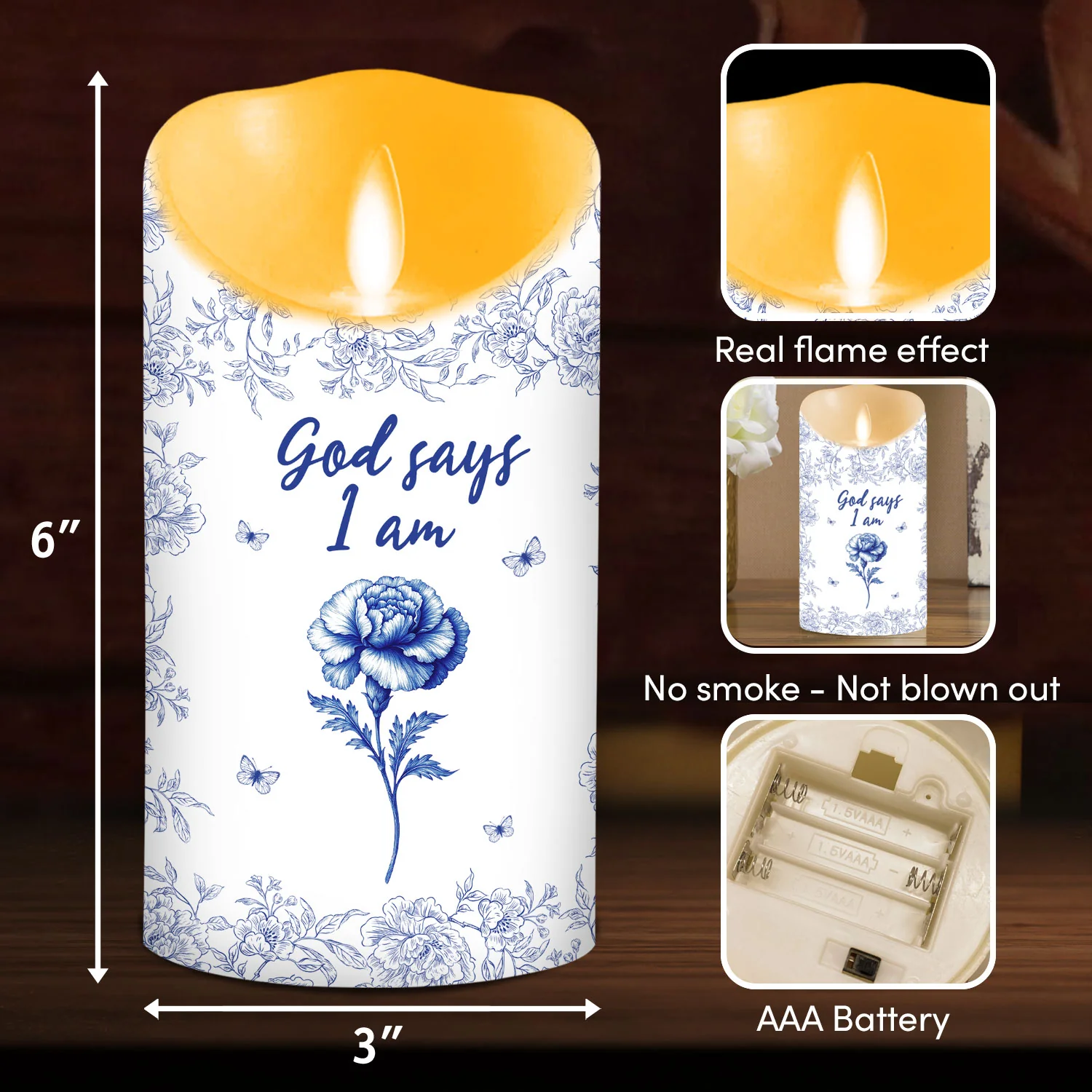 God Says I Am - Personalized Custom LED Candle - Image 5