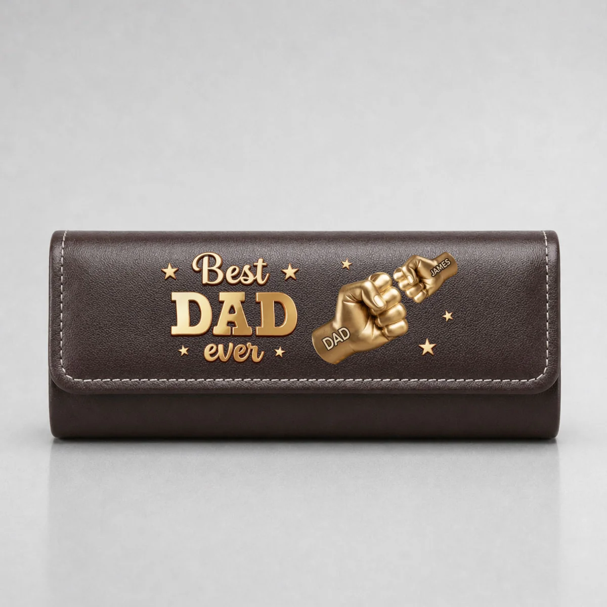 Gold Best Dad - Personalized Custom Leather Eyeglass Case - Image 8