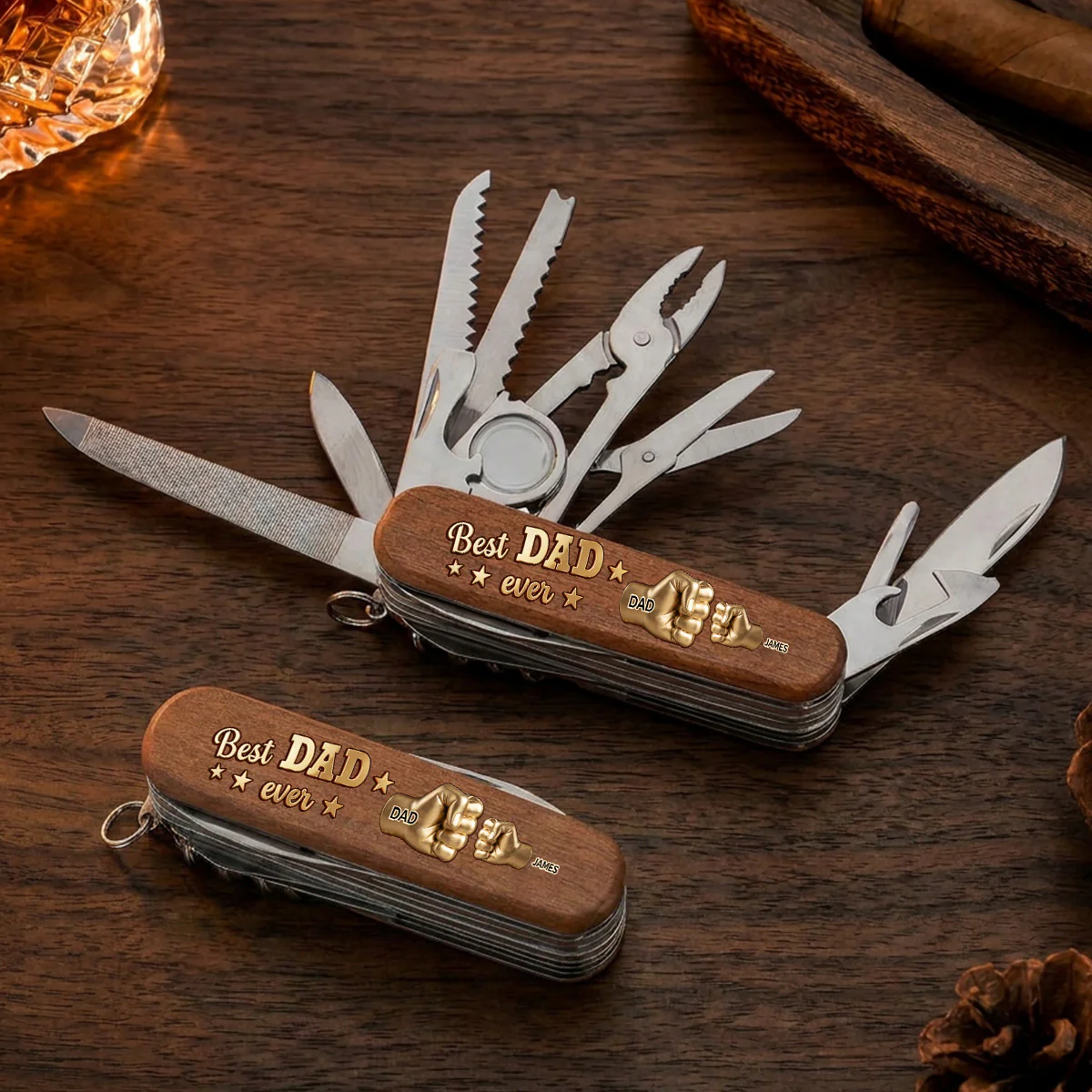 Gold Best Dad - Personalized Custom Pocket Multi Tool - Image 4