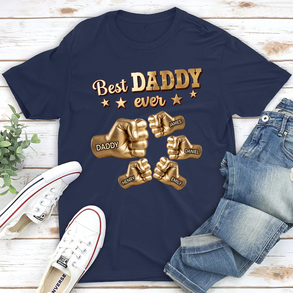 Gold Best Dad - Personalized Custom Shirt - Image 2