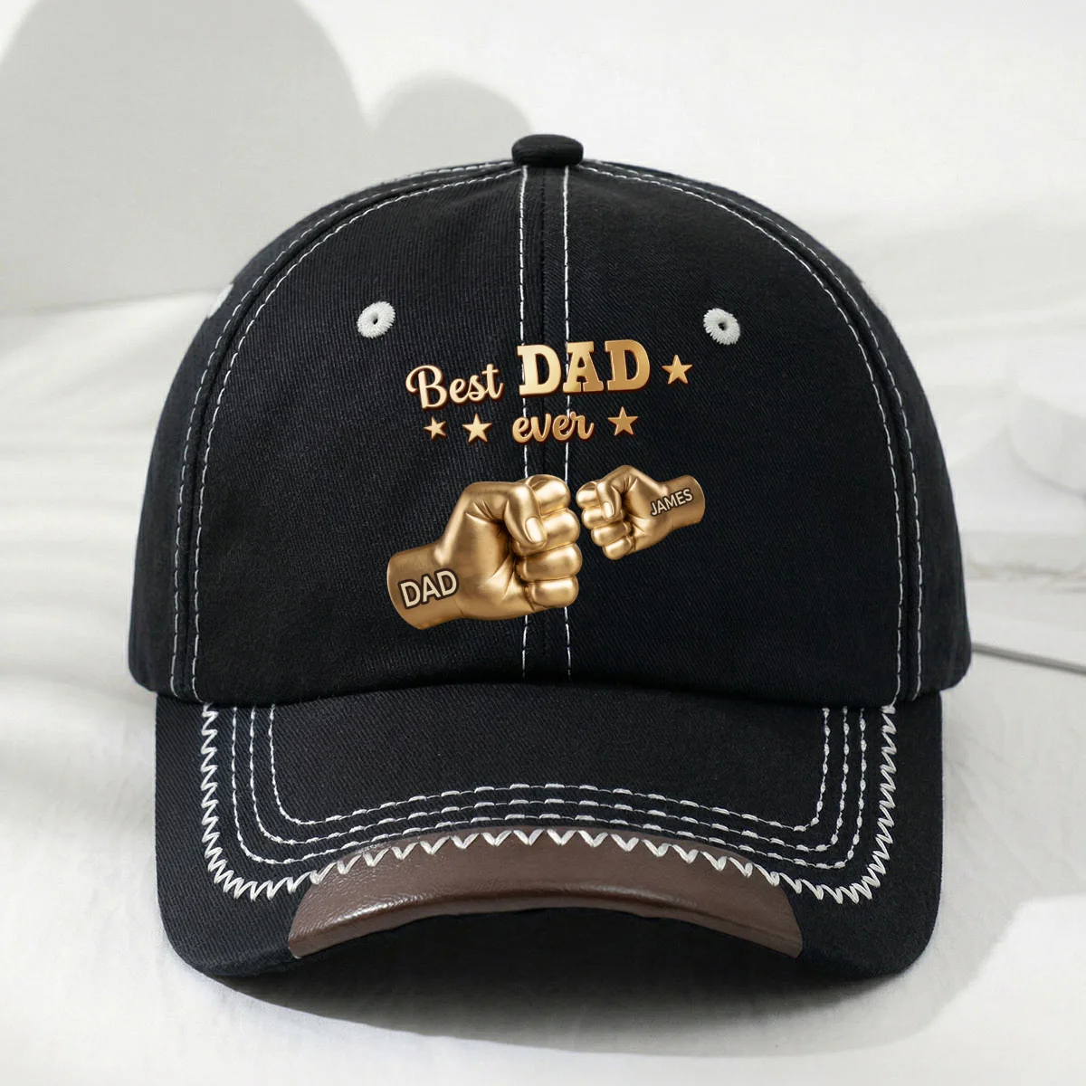 Gold Best Dad - Personalized Custom Vintage Soft Baseball Cap - Image 8