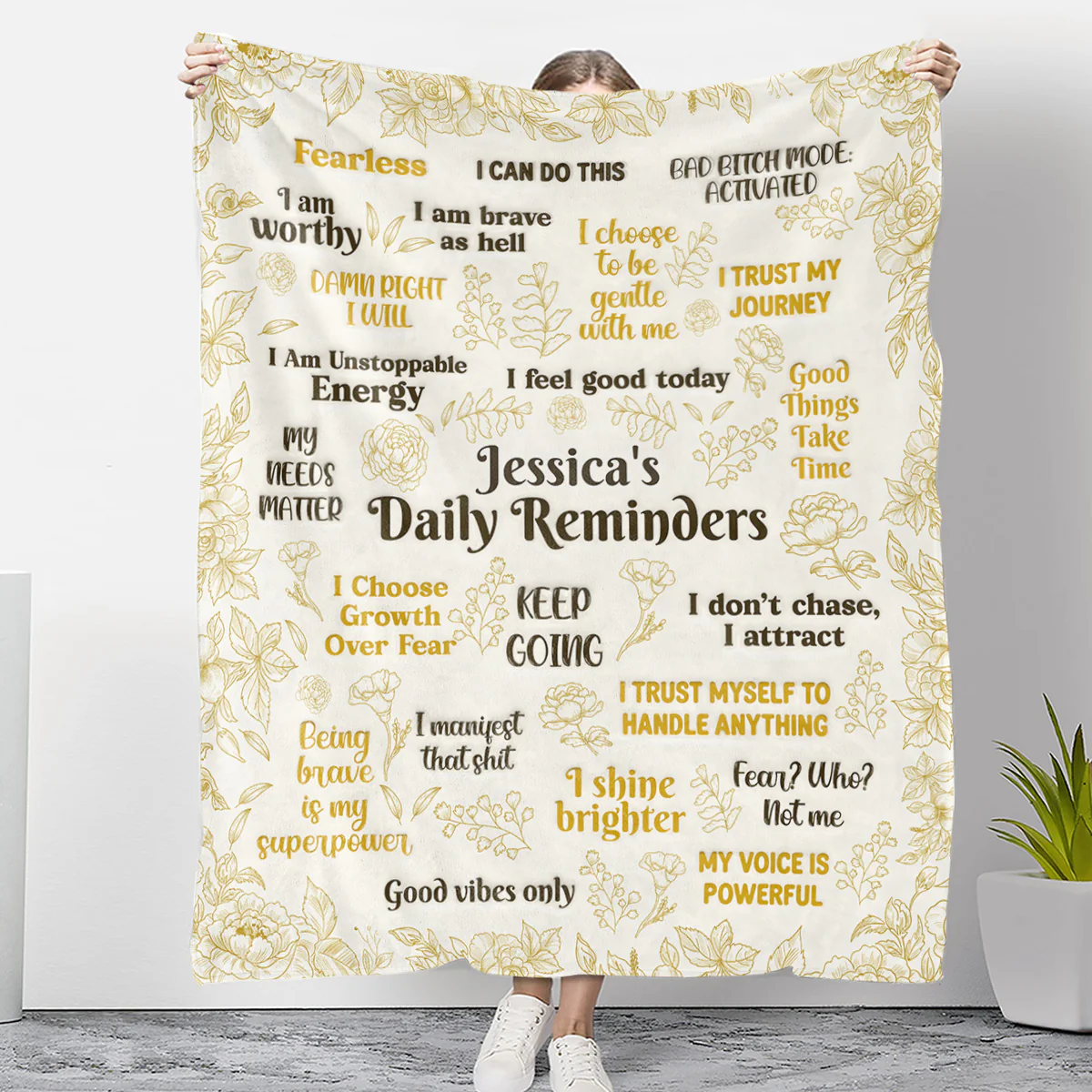 Gold Daily Reminder - Personalized Custom Fleece Blanket