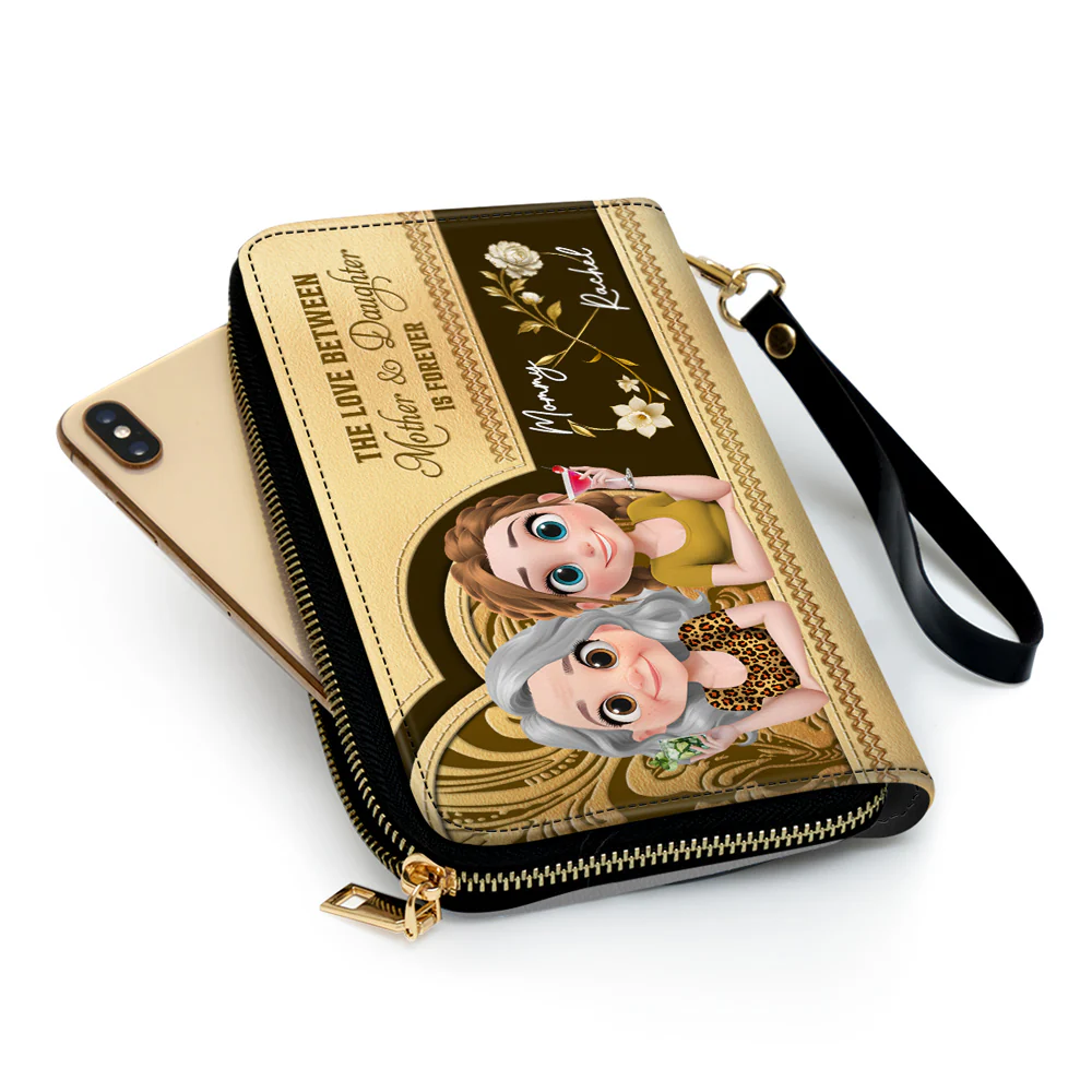 Gold Flower Forever Love - Personalized Custom Leather Wallet - Image 3