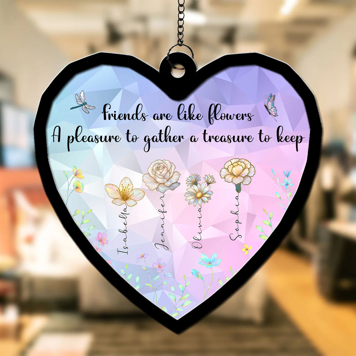 Good Friends Are Flowers That Never Fade - Personalized Custom Suncatcher - Image 4