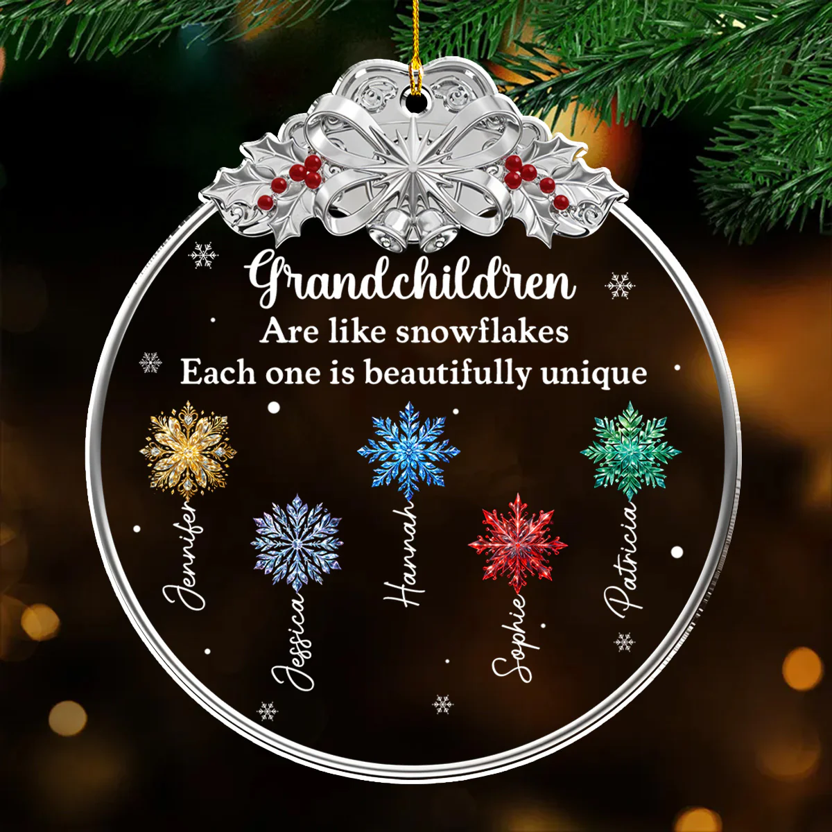 Grandchildren Are Like Snowflakes - Personalized Custom 3D Effect Acrylic Ornament - Image 2