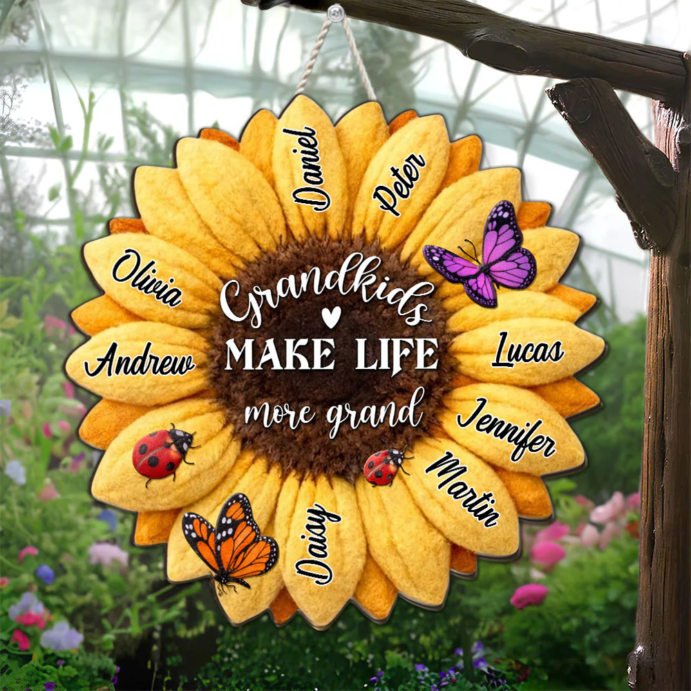 Grandkid Makes Life Grand - Personalized Custom Wood Sign - Image 2