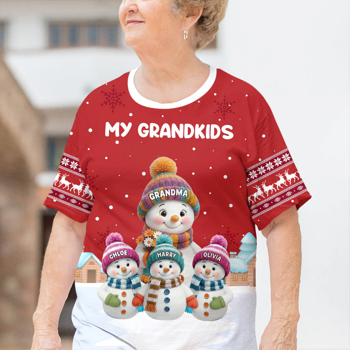 Grandkids Knitting - Personalized Custom All-over-print T-shirt - Image 2