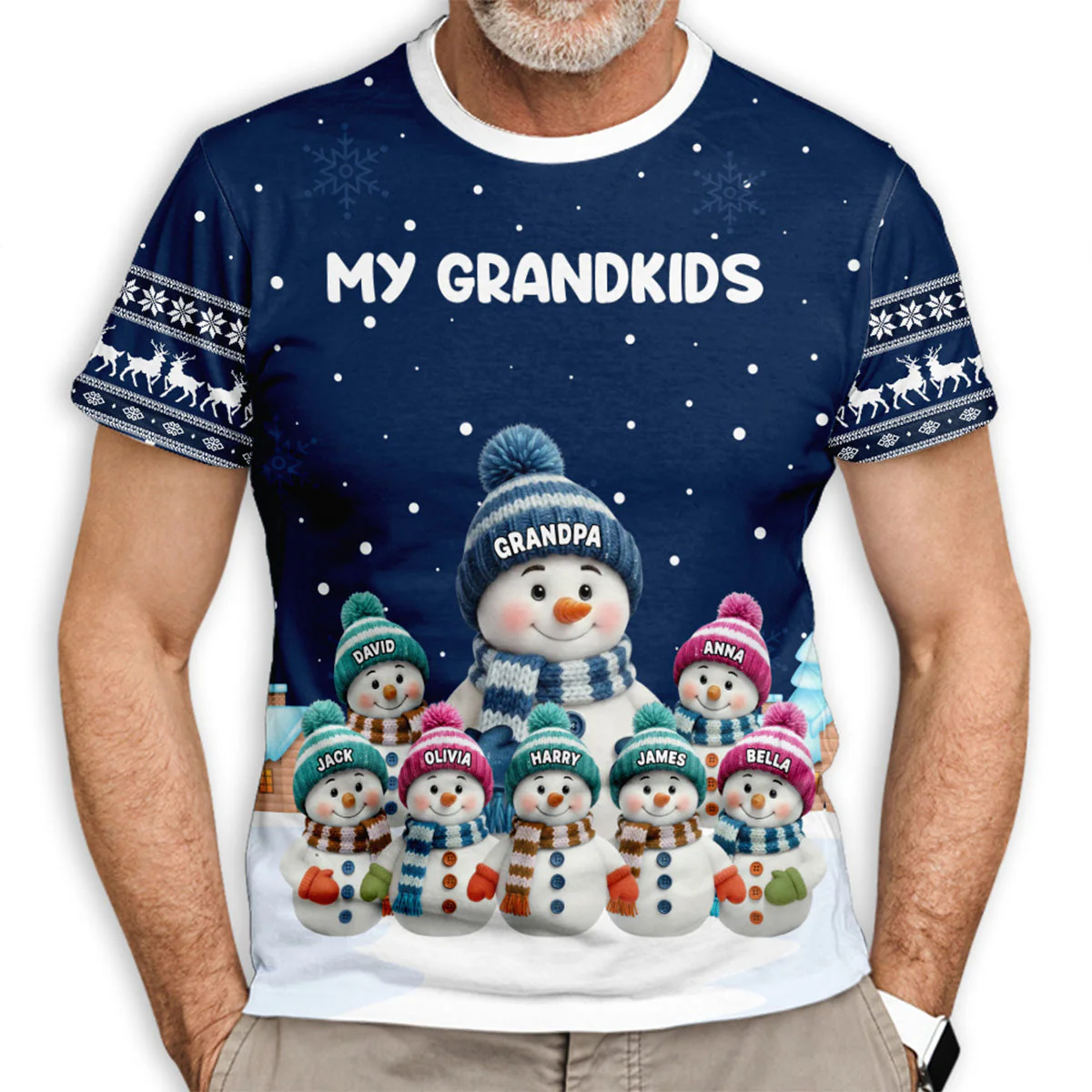 Grandkids Knitting - Personalized Custom All-over-print T-shirt - Image 3