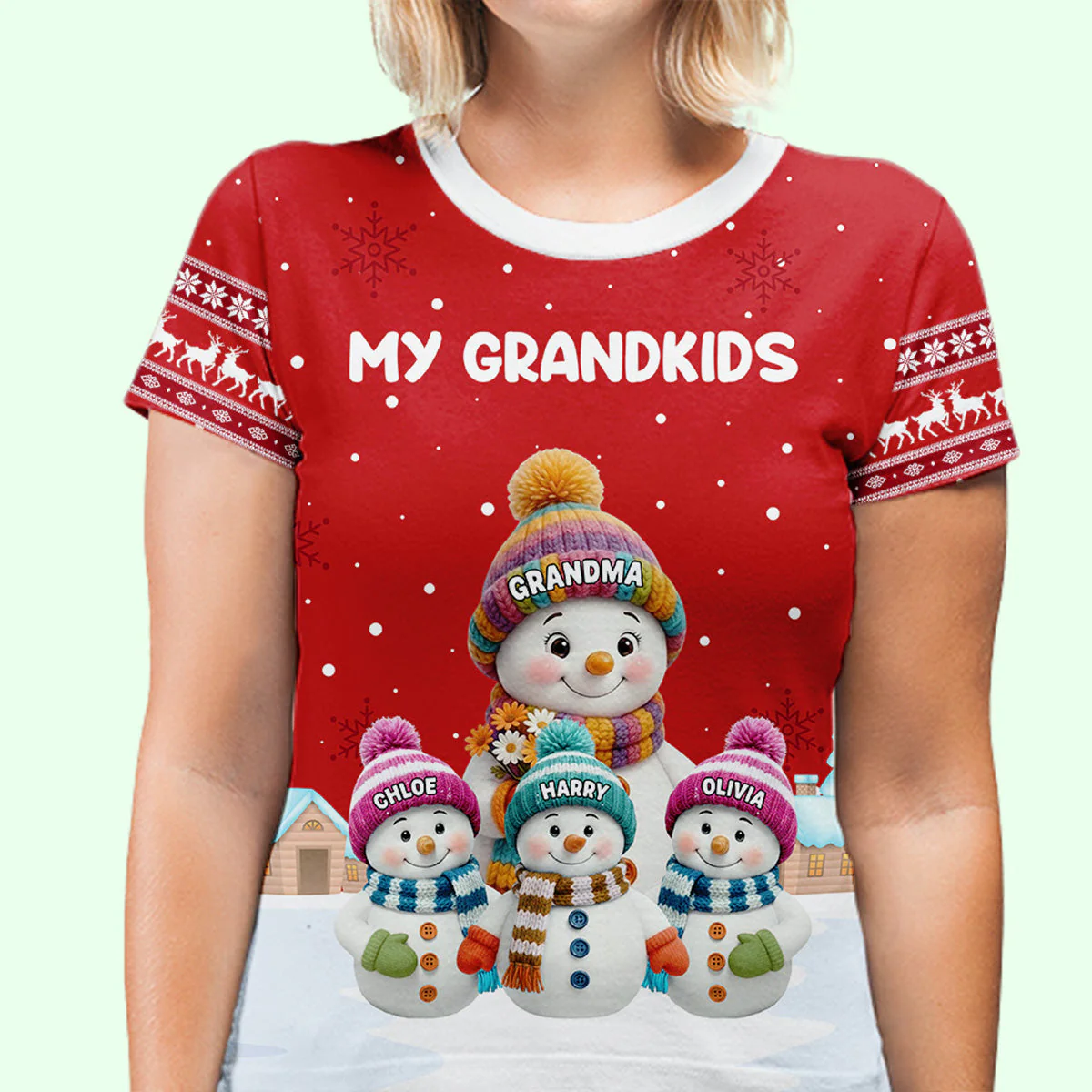 Grandkids Knitting - Personalized Custom All-over-print T-shirt - Image 4