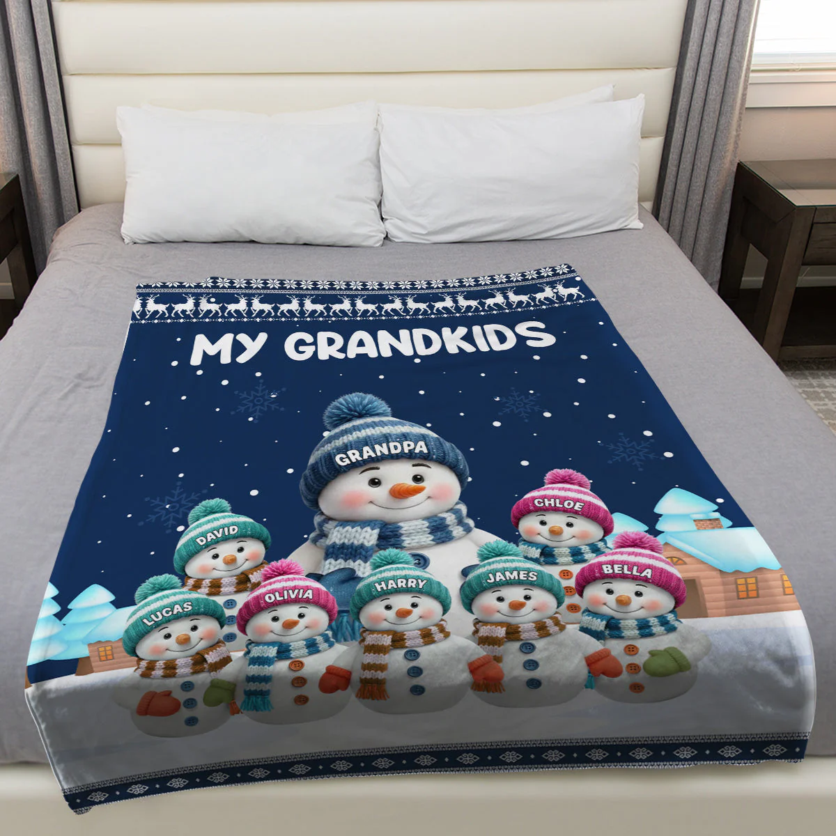 Grandkids Knitting - Personalized Custom Fleece Blanket - Image 3