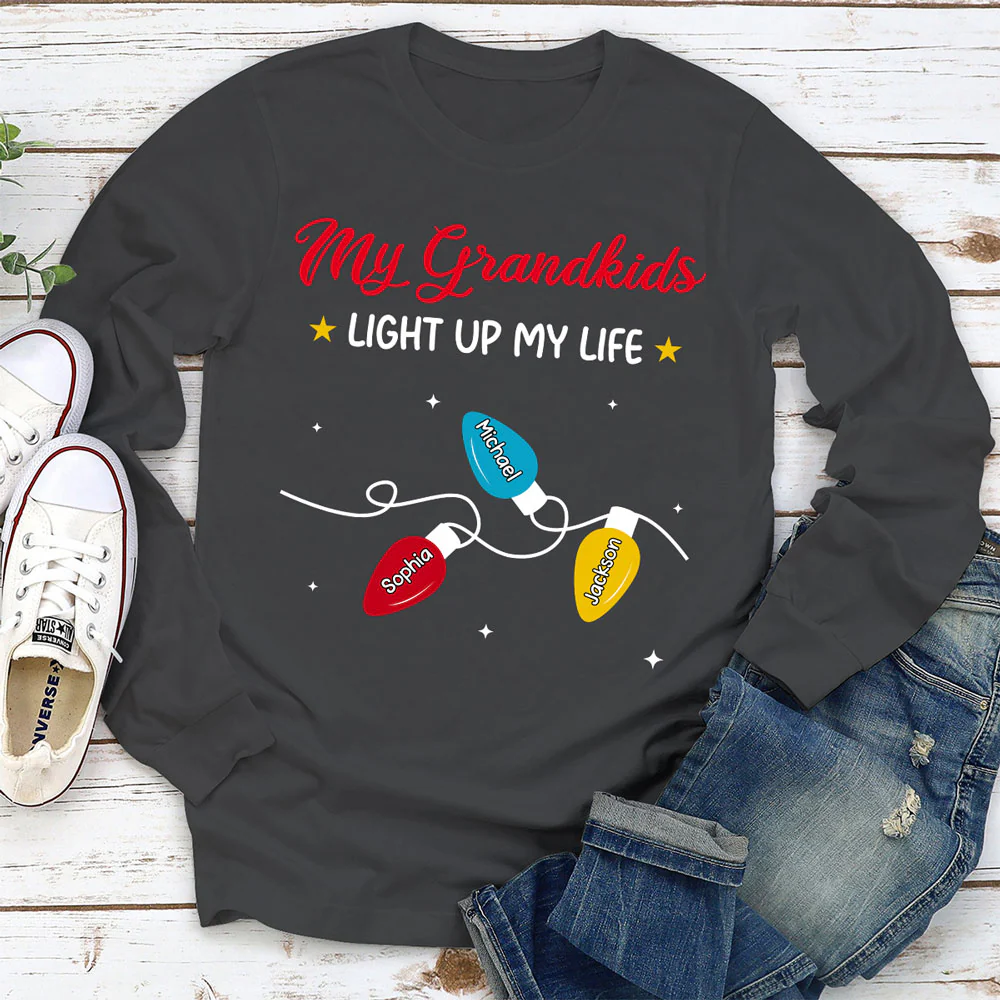 Grandkids Light Up My Life - Personalized Custom Shirt - Image 4