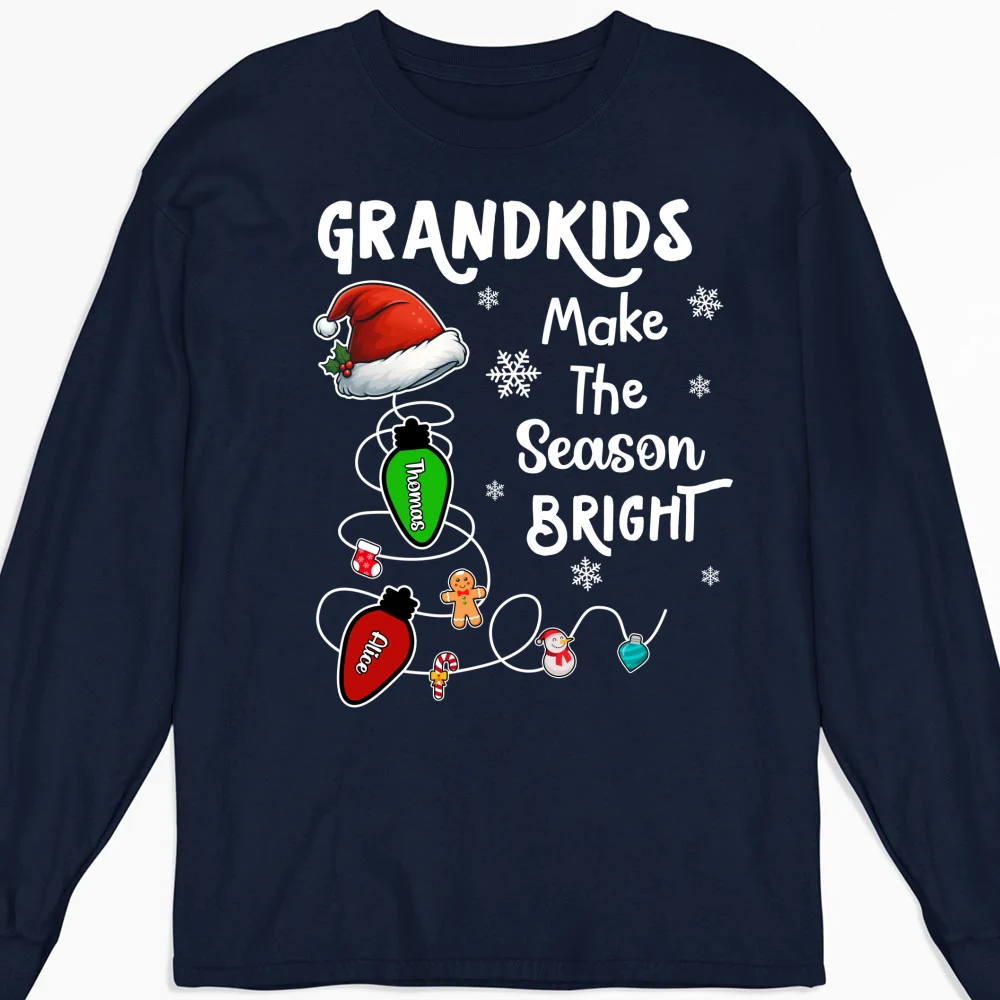 Grandkids Make The Season Bright - Personalized Custom Shirt - Image 12