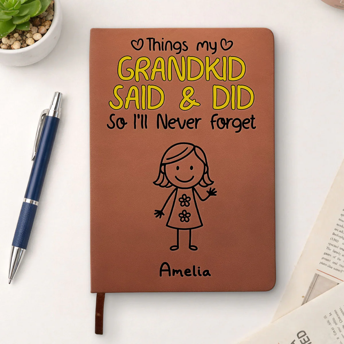 Grandkids Said And Did - Personalized Custom Leather Journal - Image 3