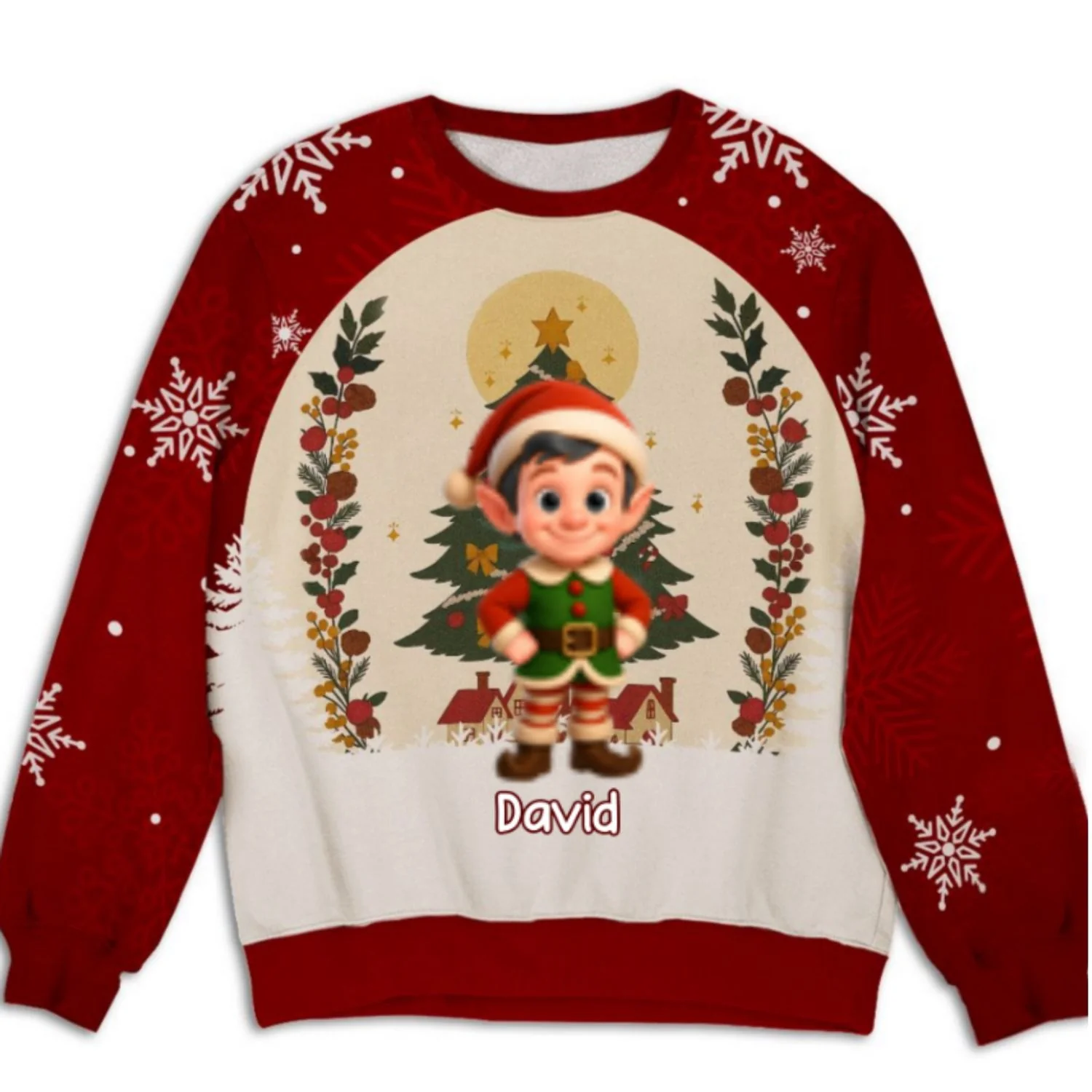 Grandkids Snowflake Red - Personalized Custom All-Over-Print Sweatshirt - Image 6