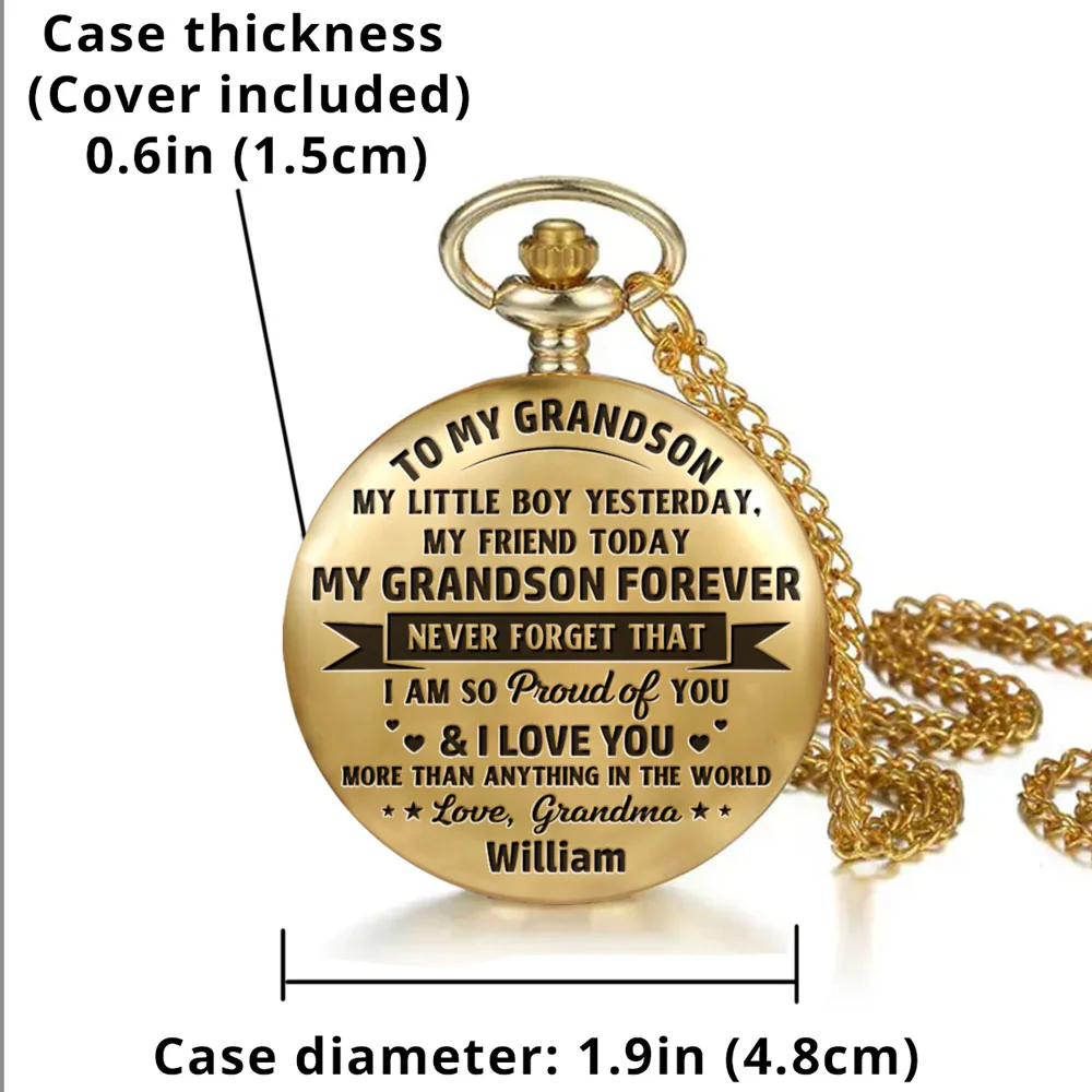Grandma And Grandson Forever - Personalized Custom Pocket Watch - Image 5