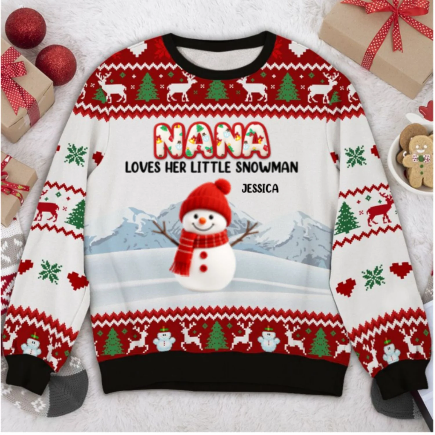 Grandma And Her Snowmen - Personalized Custom All-Over-Print Sweatshirt - Image 7