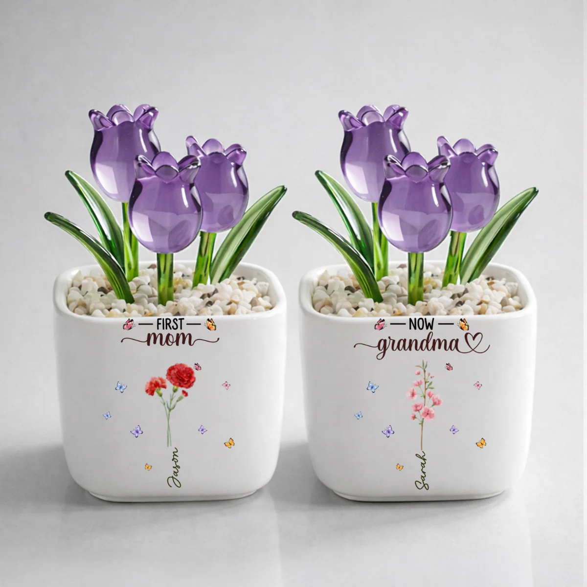 Grandma Birthmonth Flower - Personalized Custom Glass Everlasting Tulips - Image 10