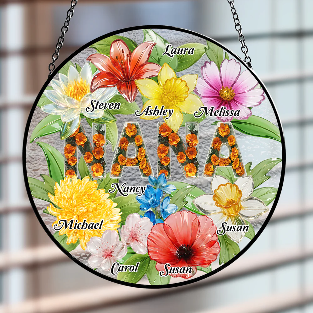 Grandma Flower Garden - Personalized Custom Window Hanging Suncatcher - Image 2