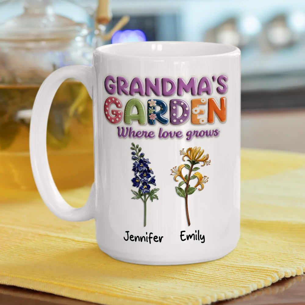 Grandma Garden Flower - Personalized Custom 3D Effect Mug - Image 2
