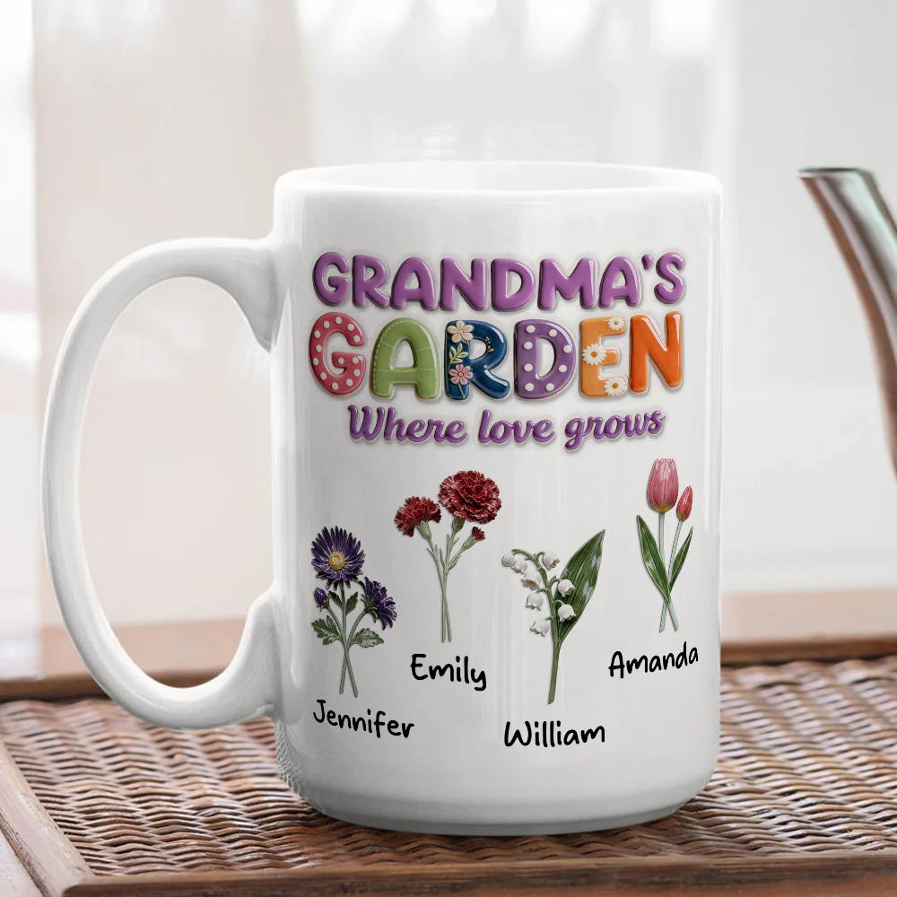 Grandma Garden Flower - Personalized Custom 3D Effect Mug - Image 4