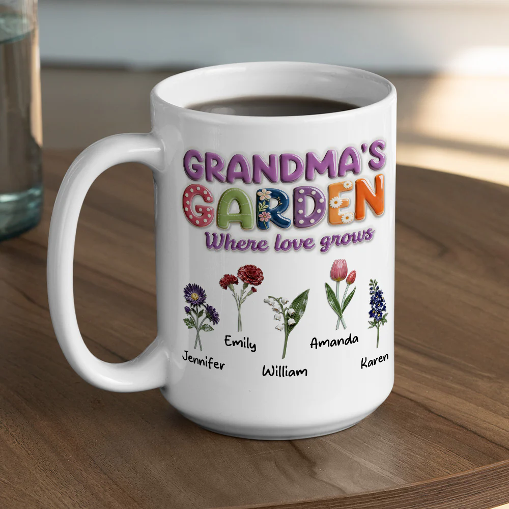 Grandma Garden Flower - Personalized Custom 3D Effect Mug - Image 5