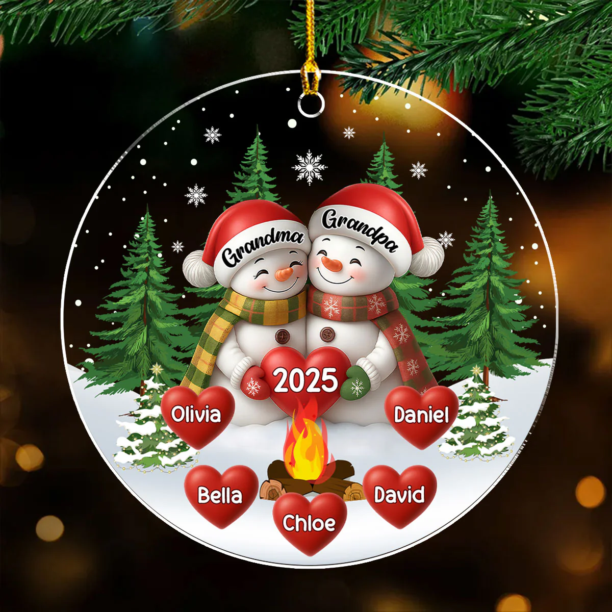 Grandma Grandpa Grandkids - Personalized Custom Acrylic Ornament - Image 3