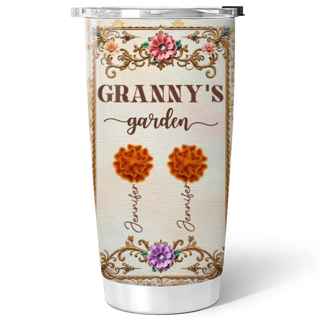 Grandma Growing Garden - Personalized Custom Tumbler - Image 6