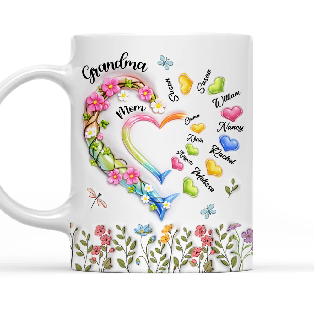 Grandma Heart - Personalized Custom 3D Inflated Effect Coffee Mug