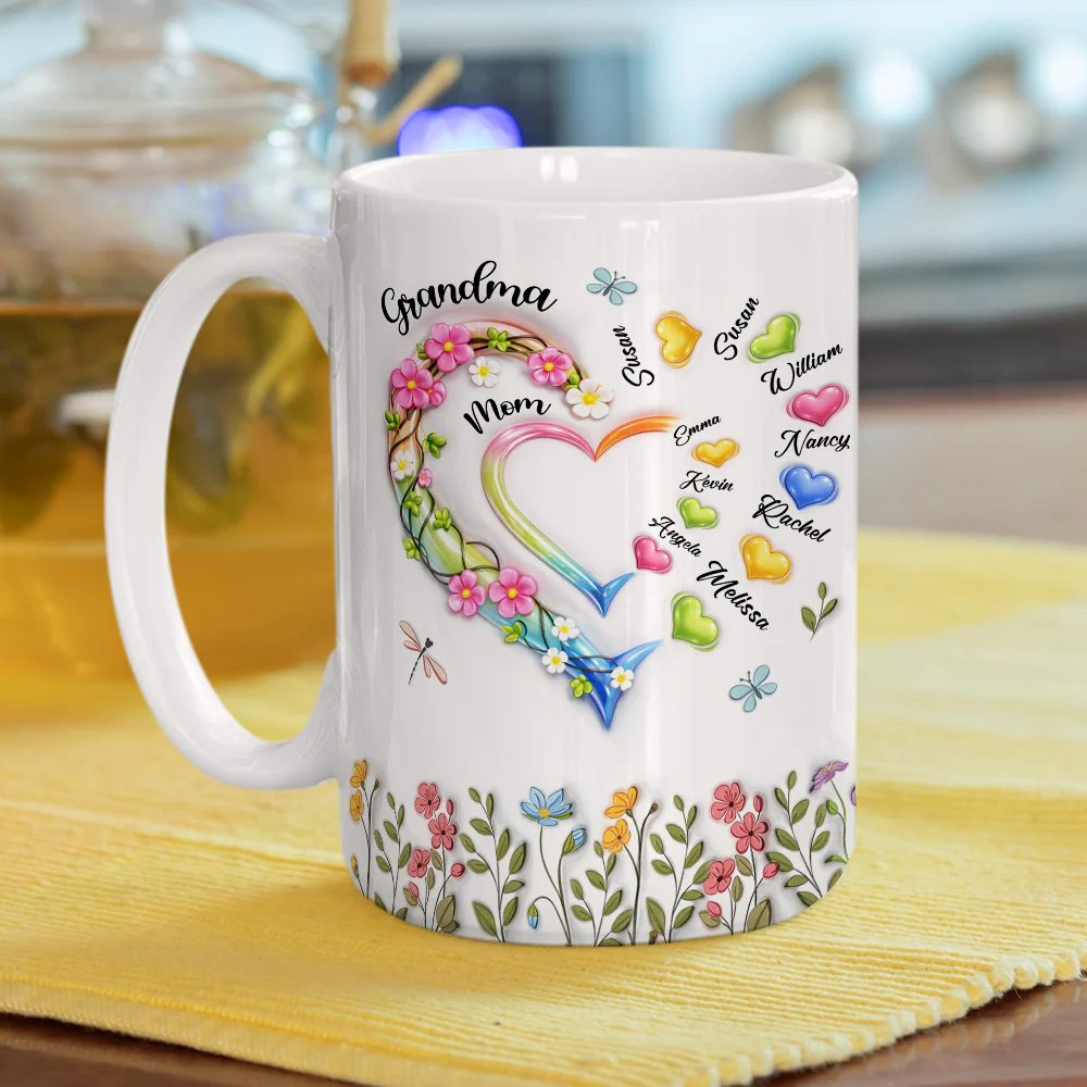Grandma Heart - Personalized Custom 3D Inflated Effect Coffee Mug - Image 6