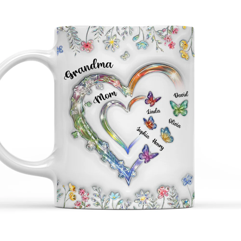 Grandma Heart - Personalized Custom 3D Inflated Effect Mug