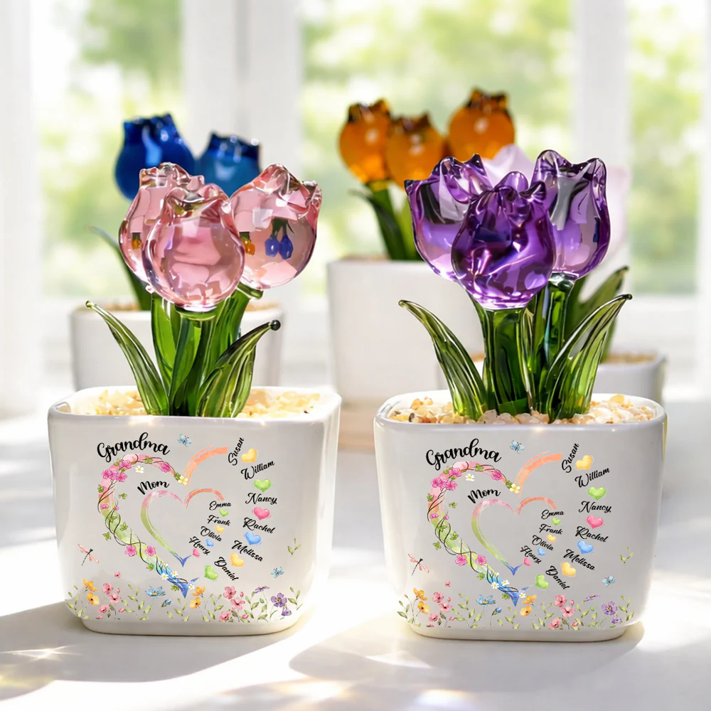 Grandma Heart - Personalized Custom Glass Everlasting Tulips - Image 3