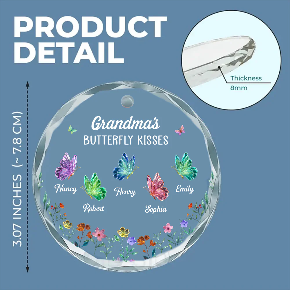 Grandma Kisses - Personalized Custom Glass Ornament - Image 5
