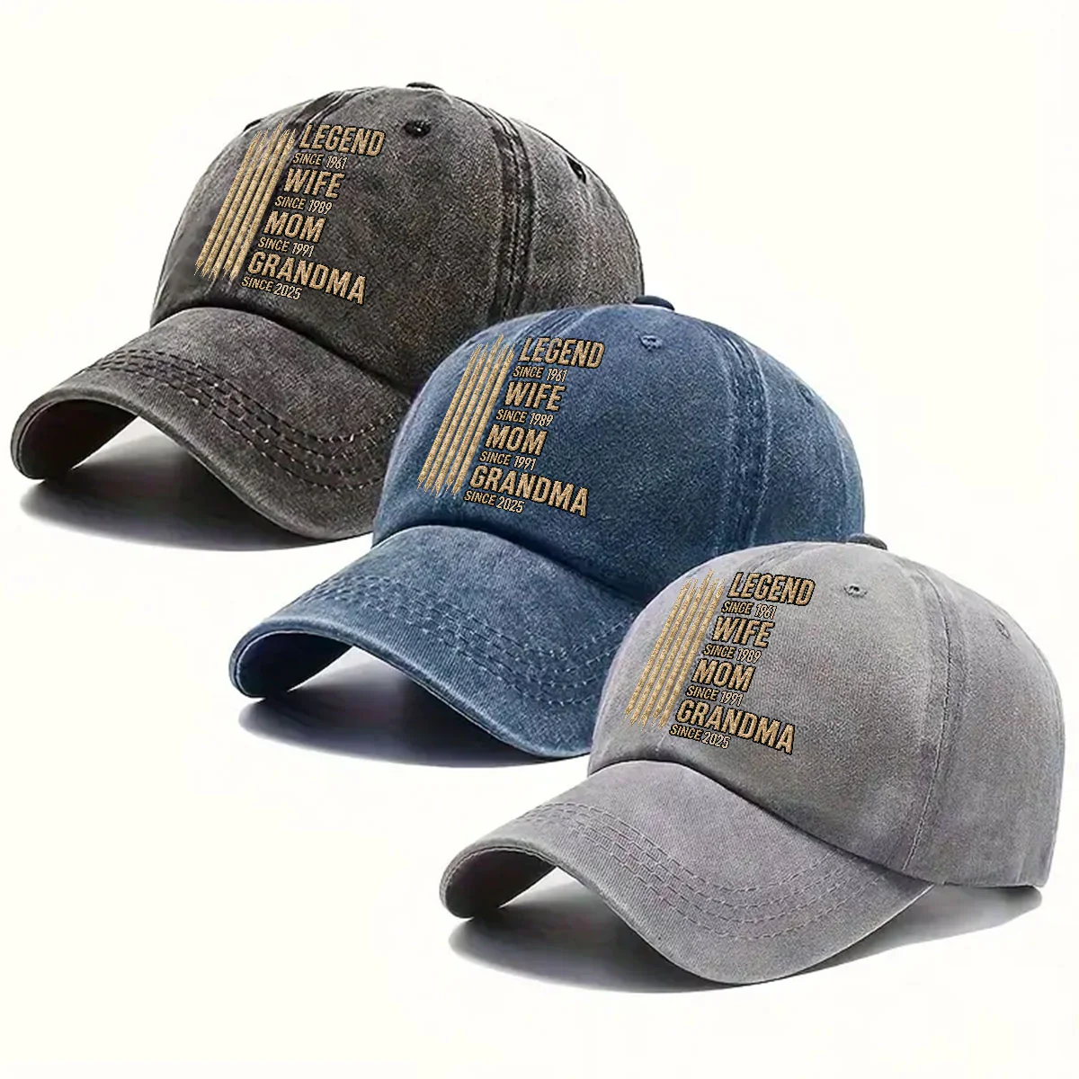 Grandma Mode On - Personalized Custom Vintage Washed Denim Cap - Image 4